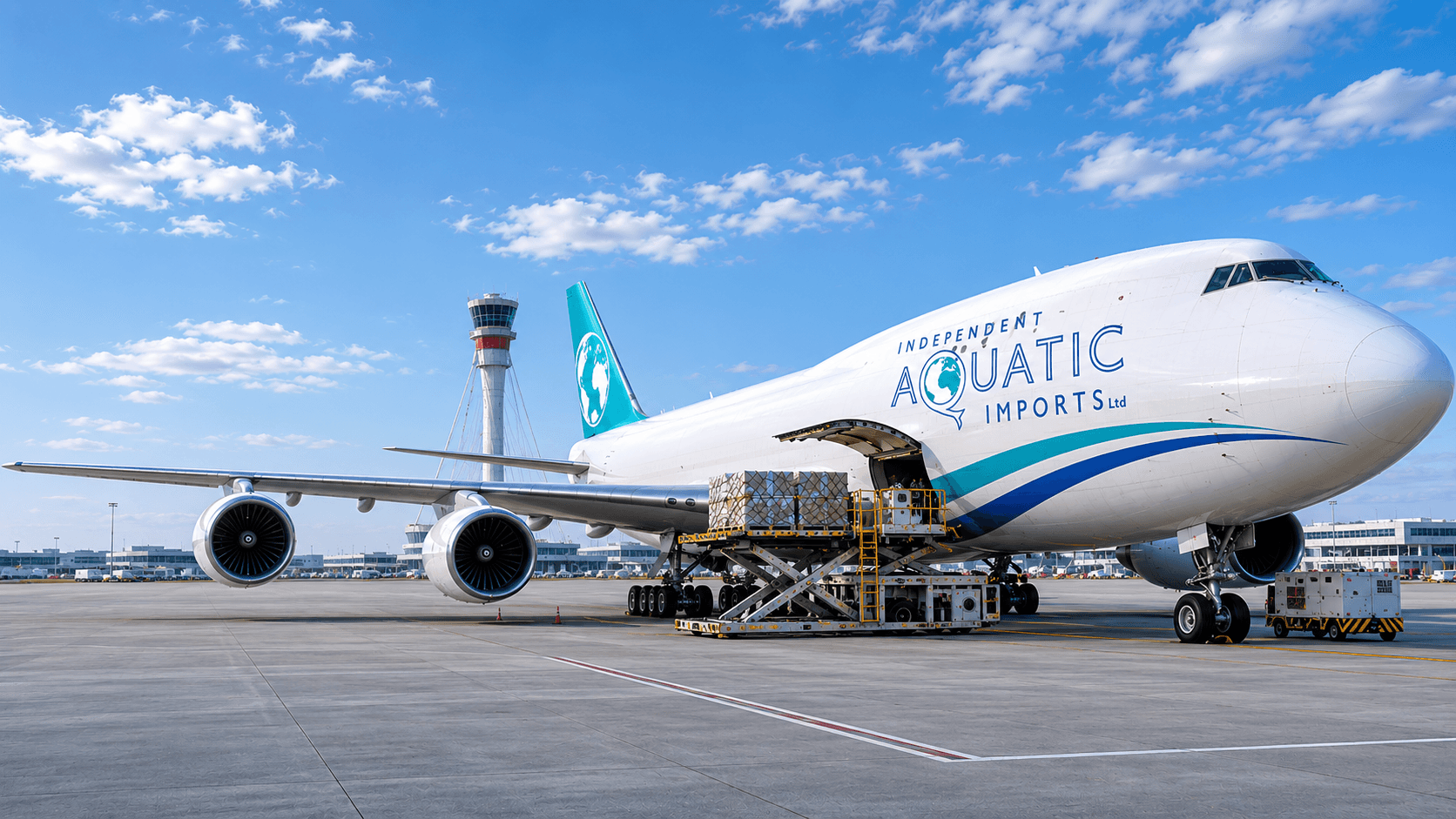 Aquatic Imports cargo aircraft at Heathrow